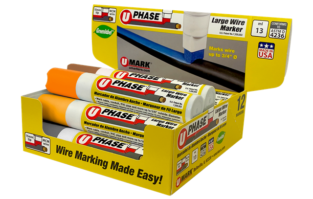 U-Mark - 10718MD3 3-Phase U-Phase Large Specialty Markers (3ea. Br, Yl, Or, Gry - Pack of 12)