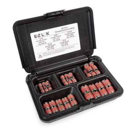 E-Z LOK™ - EZ-F313 Pack of 1 - E-Z LOK Threaded Insert Assortment Kit for Metal - Thin Wall - 303 Stainless - 10-32 to 1/2-20