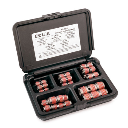 E-Z LOK™ - EZ-F303 Pack of 1 - E-Z LOK Threaded Insert Assortment Kit for Metal - 303 Stainless - 10-32 to 1/2-20