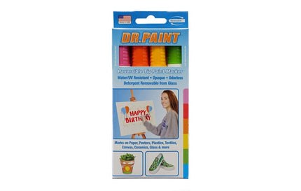 U-Mark - 10844N Dr. Paint Reversible Tip Retail Pack  - (1 ea. Pink, Orange, Green, Yellow - Pack of 4)