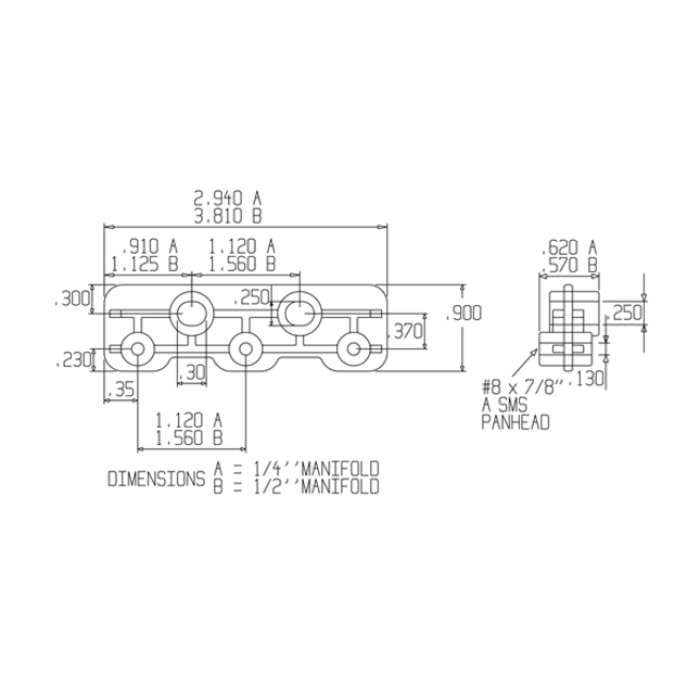 LOC-LINE 32095 1/2" Manifold Bracket for 1/2" System, Pack of 2