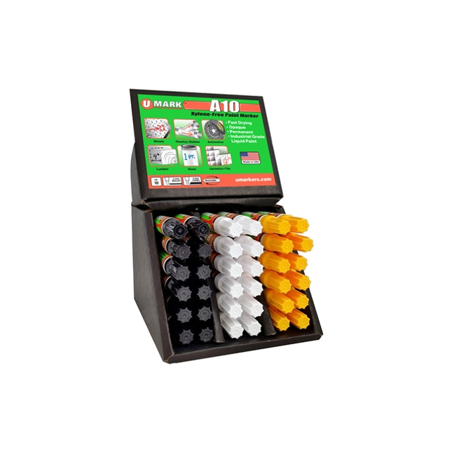 U-Mark - 10136 A10 Retail Display Pack(12 ea. Bk, Wh, Yl - Pack of 36)