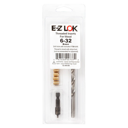 E-Z LOK™ - EZ-400-006 Pack of 1 - E-Z Knife™ Threaded Insert Installation Kit for Hard Wood - Brass - 6-32