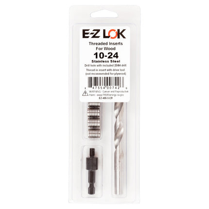 E-Z LOK™ - EZ-400-3-CR Pack of 1 - E-Z Knife™ Threaded Insert Installation Kit for Hard Wood - Stainless - 10-24