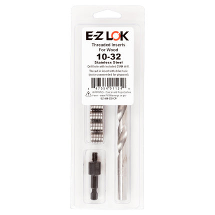 E-Z LOK™ - EZ-400-332-CR Pack of 1 - E-Z Knife™ Threaded Insert Installation Kit for Hard Wood - Stainless - 10-32