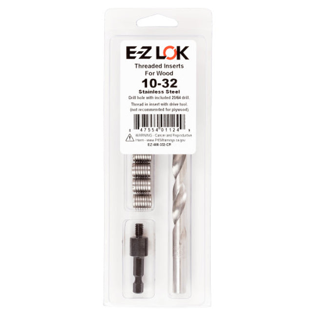 E-Z LOK™ - EZ-400-332-CR Pack of 1 - E-Z Knife™ Threaded Insert Installation Kit for Hard Wood - Stainless - 10-32