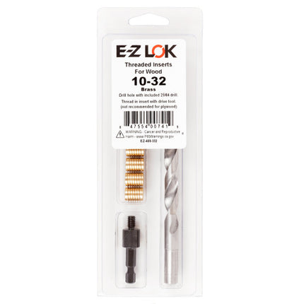 E-Z LOK™ - EZ-400-332 Pack of 1 - E-Z Knife™ Threaded Insert Installation Kit for Hard Wood - Brass - 10-32