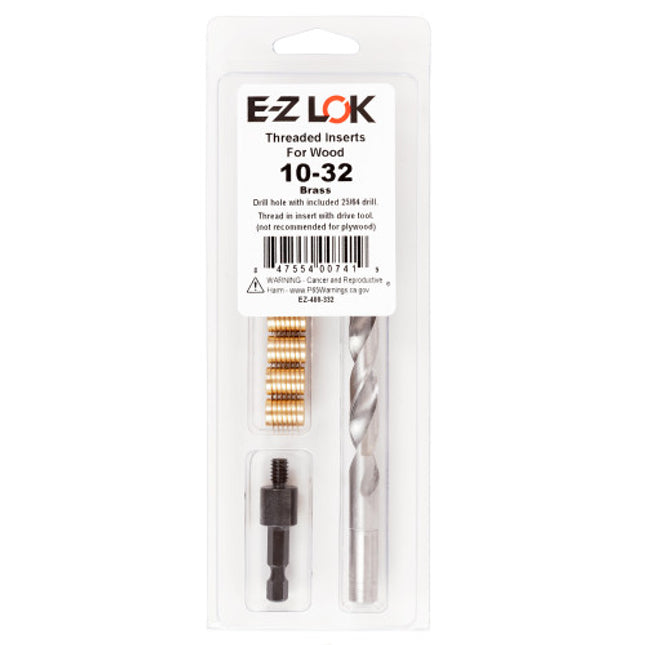 E-Z LOK™ - EZ-400-332 Pack of 1 - E-Z Knife™ Threaded Insert Installation Kit for Hard Wood - Brass - 10-32