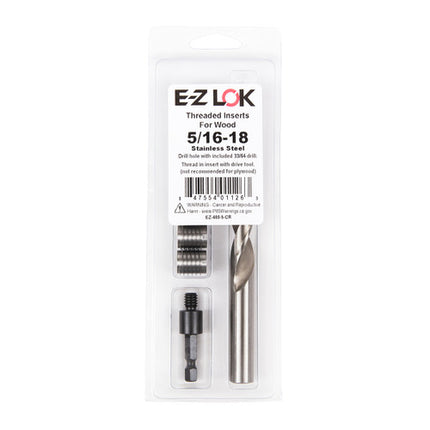 E-Z LOK™ - EZ-400-5-CR Pack of 1 - E-Z Knife™ Threaded Insert Installation Kit for Hard Wood - Stainless - 5/16-18