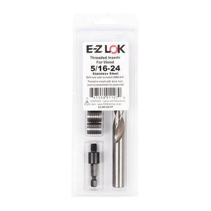 E-Z LOK™ - EZ-400-524-CR Pack of 1 - E-Z Knife™ Threaded Insert Installation Kit for Hard Wood - Stainless - 5/16-24