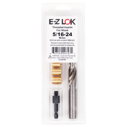 E-Z LOK™ - EZ-400-524 Pack of 1 - E-Z Knife™ Threaded Insert Installation Kit for Hard Wood - Brass - 5/16-24