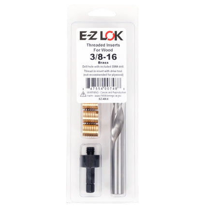 E-Z LOK™ - EZ-400-5 Pack of 1 - E-Z Knife™ Threaded Insert Installation Kit for Hard Wood - Brass - 5/16-18