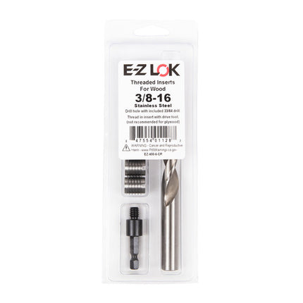 E-Z LOK™ - EZ-400-6-CR Pack of 1 - E-Z Knife™ Threaded Insert Installation Kit for Hard Wood - Stainless - 3/8-16
