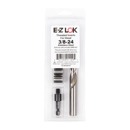 E-Z LOK™ - EZ-400-624-CR Pack of 1 - E-Z Knife™ Threaded Insert Installation Kit for Hard Wood - Stainless - 3/8-24