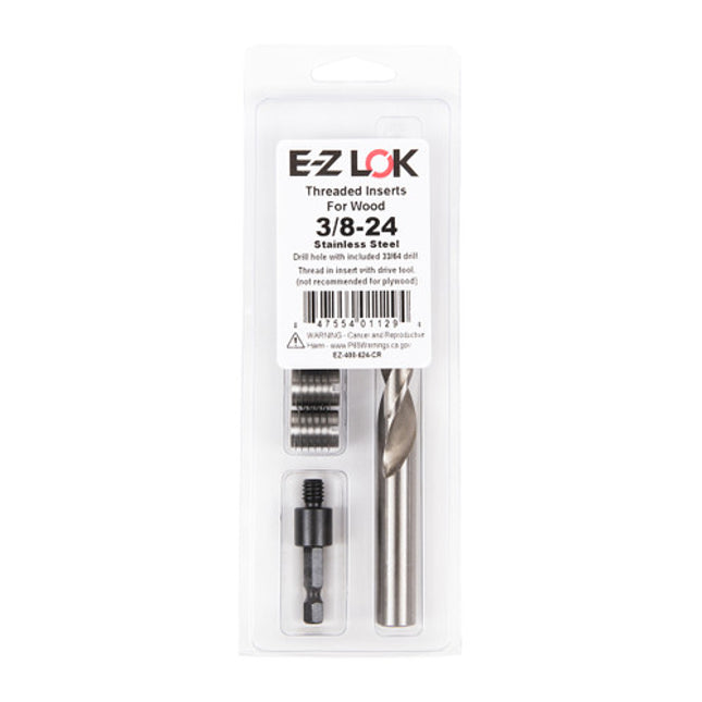 E-Z LOK™ - EZ-400-624-CR Pack of 1 - E-Z Knife™ Threaded Insert Installation Kit for Hard Wood - Stainless - 3/8-24