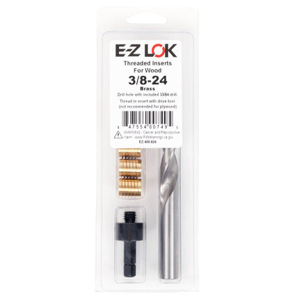 E-Z LOK™ - EZ-400-624 Pack of 1 - E-Z Knife™ Threaded Insert Installation Kit for Hard Wood - Brass - 3/8-24