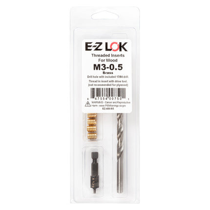 E-Z LOK™ - EZ-400-M3 Pack of 1 - E-Z Knife™ Threaded Insert Installation Kit for Hard Wood - Brass - M3-0.5