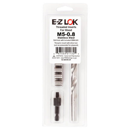 E-Z LOK™ - EZ-400-M5-CR Pack of 1 - E-Z Knife™ Threaded Insert Installation Kit for Hard Wood - Stainless - M5-0.8
