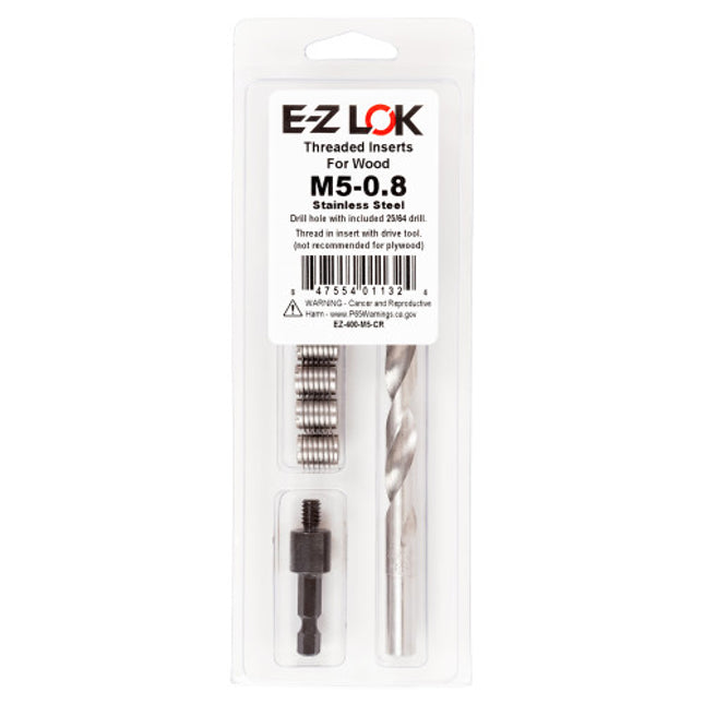 E-Z LOK™ - EZ-400-M5-CR Pack of 1 - E-Z Knife™ Threaded Insert Installation Kit for Hard Wood - Stainless - M5-0.8