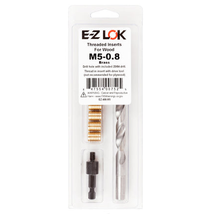 E-Z LOK™ - EZ-400-M5 Pack of 1 - E-Z Knife™ Threaded Insert Installation Kit for Hard Wood - Brass - M5-0.8