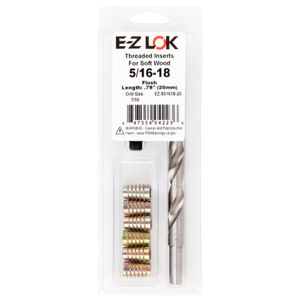 E-Z LOK™ - EZ-851618-20 Pack of 1 - E-Z Hex™ Threaded Insert Installation Kit for Soft Wood - Flush - 5/16-18 x 20mm