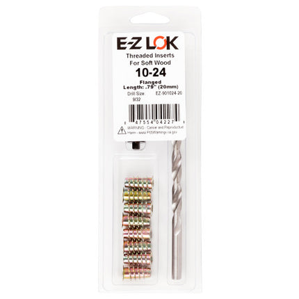 E-Z LOK™ - EZ-901024-20 Pack of 1 - E-Z Hex™ Threaded Insert Installation Kit for Soft Wood - Flanged - 10-24 x 20mm