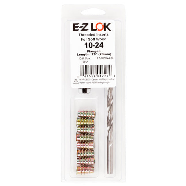 E-Z LOK™ - EZ-901024-20 Pack of 1 - E-Z Hex™ Threaded Insert Installation Kit for Soft Wood - Flanged - 10-24 x 20mm