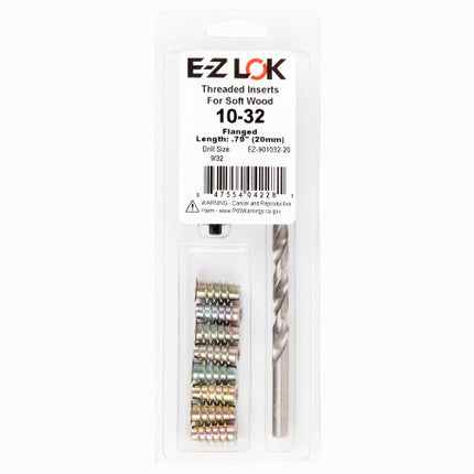 E-Z LOK™ - EZ-901032-20 Pack of 1 - E-Z Hex™ Threaded Insert Installation Kit for Soft Wood - Flanged - 10-32 x 20mm