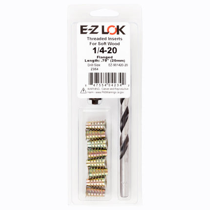 E-Z LOK™ - EZ-901420-20 Pack of 1 - E-Z Hex™ Threaded Insert Installation Kit for Soft Wood - Flanged - 1/4-20 x 20mm