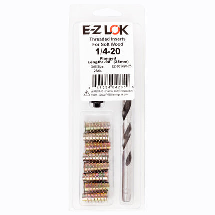 E-Z LOK™ - EZ-901420-25 Pack of 1 - E-Z Hex™ Threaded Insert Installation Kit for Soft Wood - Flanged - 1/4-20 x 25mm