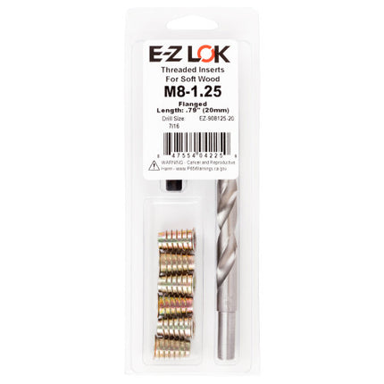 E-Z LOK™ - EZ-908125-20 Pack of 1 - E-Z Hex™ Threaded Insert Installation Kit for Soft Wood - Flanged - M8-1.25 x 20mm