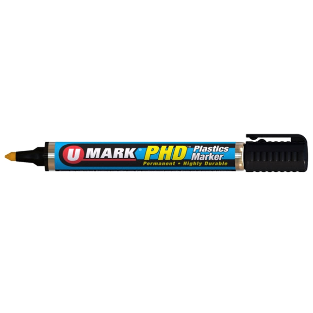 U-Mark - 10501 Black PHD™ Plastics Ink Marker (Pack of 12)
