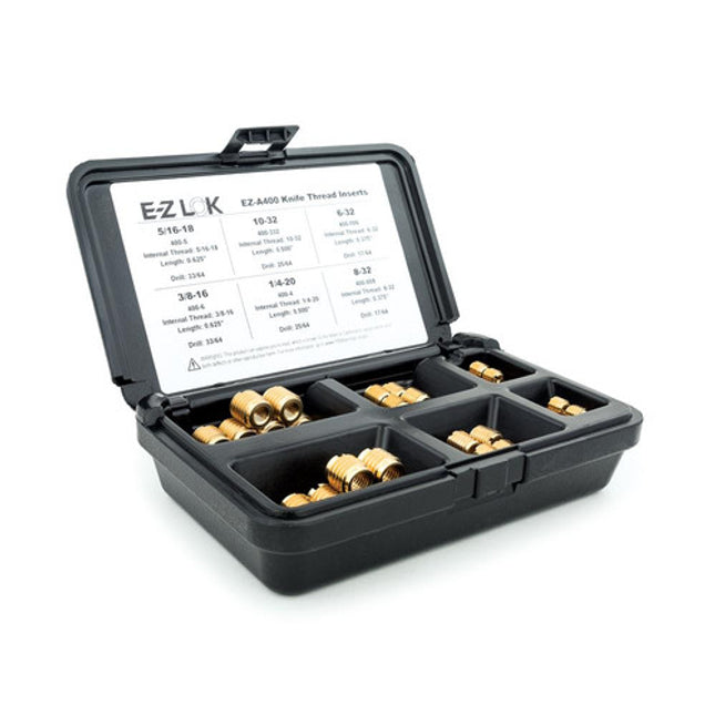 E-Z LOK™ - EZ-A400 Pack of 1 - E-Z Knife™ Threaded Insert Assortment Kit for Hard Wood - Brass - 6-32 to 3/8-16