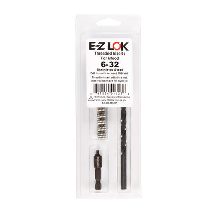E-Z LOK™ - EZ-400-006-CR Pack of 1 - E-Z Knife™ Threaded Insert Installation Kit for Hard Wood - Stainless - 6-32