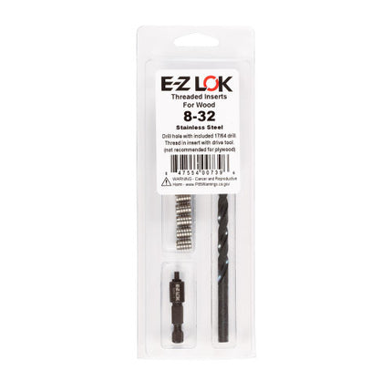 E-Z LOK™ - EZ-400-008-CR Pack of 1 - E-Z Knife™ Threaded Insert Installation Kit for Hard Wood - Stainless - 8-32