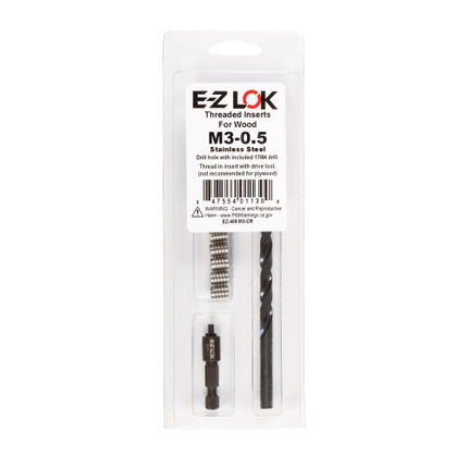 E-Z LOK™ - EZ-400-M3-CR Pack of 1 - E-Z Knife™ Threaded Insert Installation Kit for Hard Wood - Stainless - M3-0.5