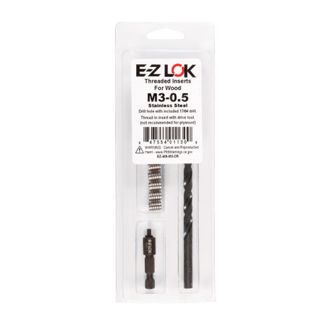 E-Z LOK™ - EZ-400-M3-CR Pack of 1 - E-Z Knife™ Threaded Insert Installation Kit for Hard Wood - Stainless - M3-0.5