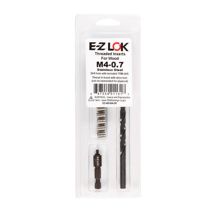E-Z LOK™ - EZ-400-M4-CR Pack of 1 - E-Z Knife™ Threaded Insert Installation Kit for Hard Wood - Stainless - M4-0.7