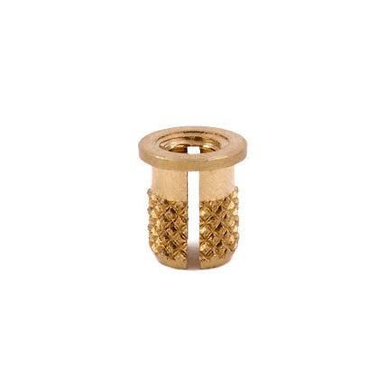 E-Z LOK™ - 260-008-BR Pack of 50 - E-Z Press™ Threaded Insert for Plastic - Flanged - Brass - 8-32