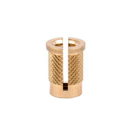 E-Z LOK™ - 260-4-RS Pack of 25 - E-Z Press™ Threaded Insert for Plastic - Reverse Slot - Brass - 1/4-20