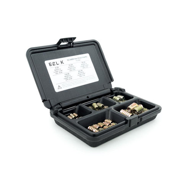E-Z LOK™ - EZ-A800 Pack of 1 - E-Z Hex™ Threaded Insert Assortment Kit for Soft Wood - Flush - 8-32 to 5/16-18