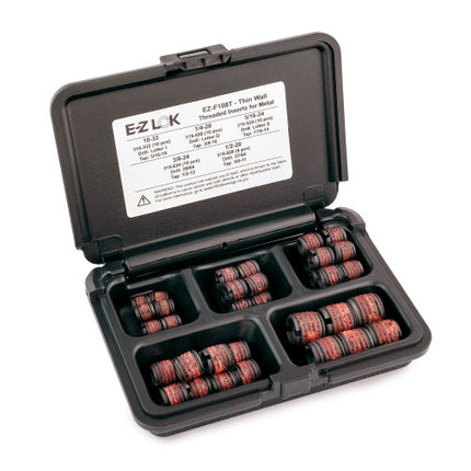 E-Z LOK™ - EZ-F108T Pack of 1 - E-Z LOK Threaded Insert Assortment Kit for Metal - Thin Wall - Carbon Steel - 10-32 to 1/2-20