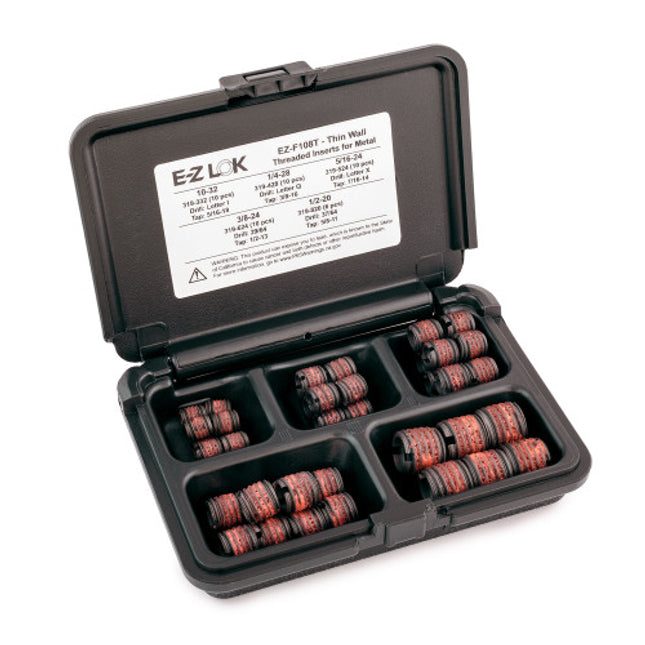 E-Z LOK™ - EZ-F108T Pack of 1 - E-Z LOK Threaded Insert Assortment Kit for Metal - Thin Wall - Carbon Steel - 10-32 to 1/2-20