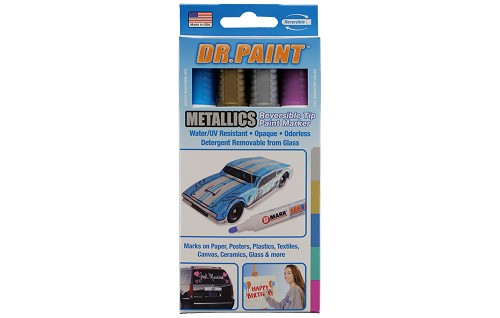 U-Mark - 10844G Dr. Paint Reversible Tip Retail Pack  - (1 ea. Slv Met., Gld Met., Gr Met., Bu Met. - Pack of 4)