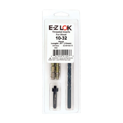 E-Z LOK™ - EZ-801032-13 Pack of 1 - E-Z Hex™ Threaded Insert Installation Kit for Soft Wood - Flush - 10-32 x 13mm