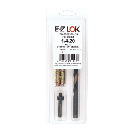 E-Z LOK™ - EZ-801420-13 Pack of 1 - E-Z Hex™ Threaded Insert Installation Kit for Soft Wood - Flush - 1/4-20 x 13mm