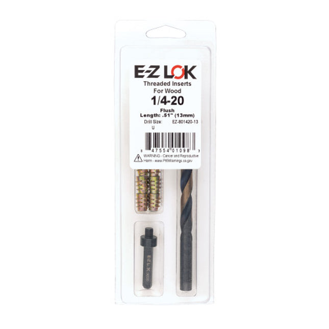 E-Z LOK™ - EZ-801420-13 Pack of 1 - E-Z Hex™ Threaded Insert Installation Kit for Soft Wood - Flush - 1/4-20 x 13mm
