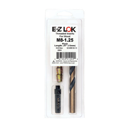 E-Z LOK™ - EZ-808125-13 Pack of 1 - E-Z Hex™ Threaded Insert Installation Kit for Soft Wood - Flush - M8-1.25 x 13mm