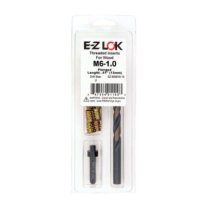 E-Z LOK™ - EZ-900610-13 Pack of 1 - E-Z Hex™ Threaded Insert Installation Kit for Soft Wood - Flanged - M6-1.0 x 13mm
