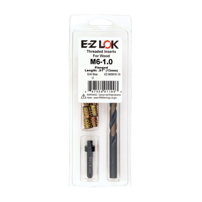 E-Z LOK™ - EZ-900610-13 Pack of 1 - E-Z Hex™ Threaded Insert Installation Kit for Soft Wood - Flanged - M6-1.0 x 13mm